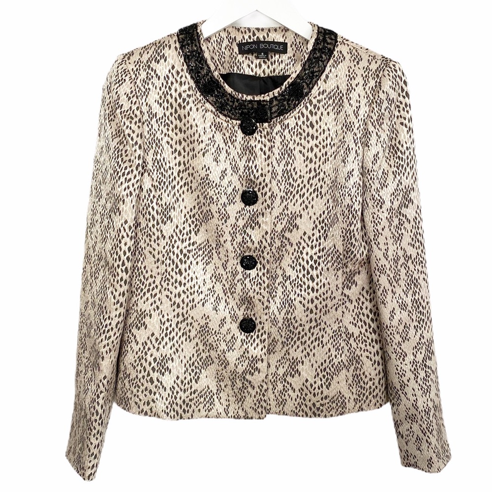 Albert Nipon Metallic Snake Print Blazer Sz 6 - image 2